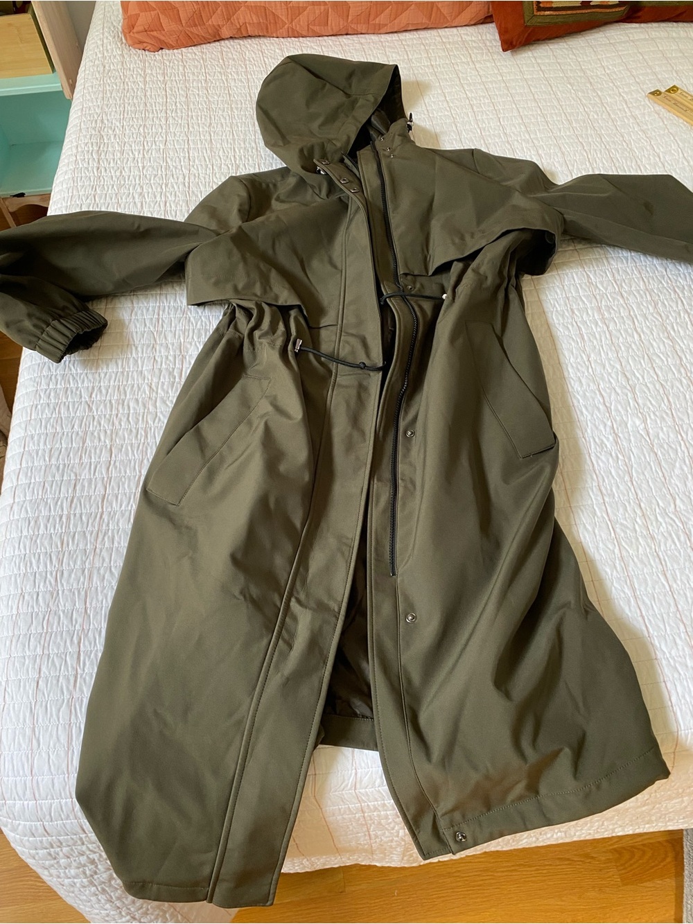 Tahari Olive Green Rain Jacket with Hood, Women’s Large - Picture 9 of 11